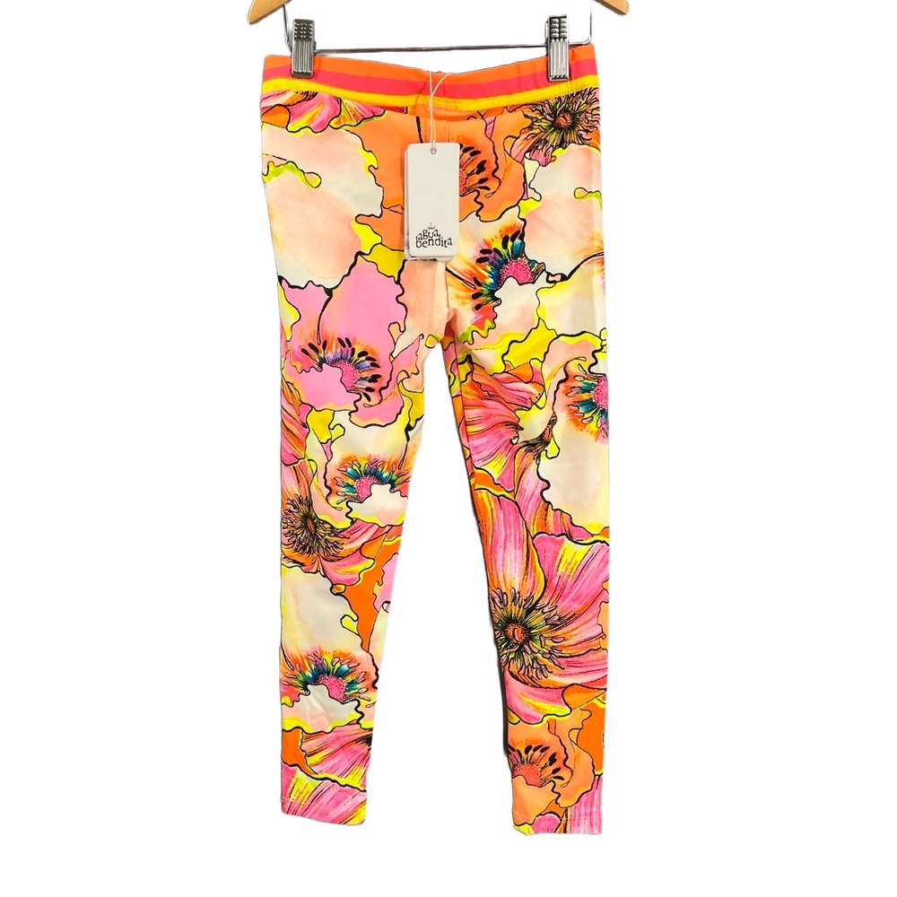 Agua Bendita Kids Floral Print Leggings Elastic Waistband Stretchy Size 14‎ New
